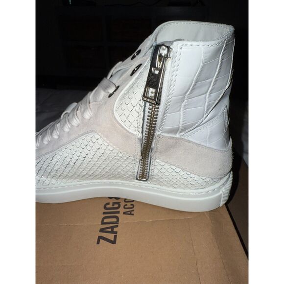 NIB Zadig & Voltaire High Flash Keith Leather Sneaker in White size 38 - Picture 7 of 11